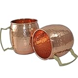 DakshCraft ® Handgemachte Reine Kupfer gehämmert Moscow Mule-Becher, Set mit 2 Tassen