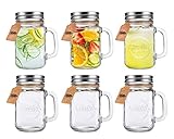 Smith's Mason Jars 6 Packungen 16oz (473 ml) Glasgläser mit Griffen und Schraubverschluss | Trinkglas ideal für Einmachgläser mit Deckel und Smoothies