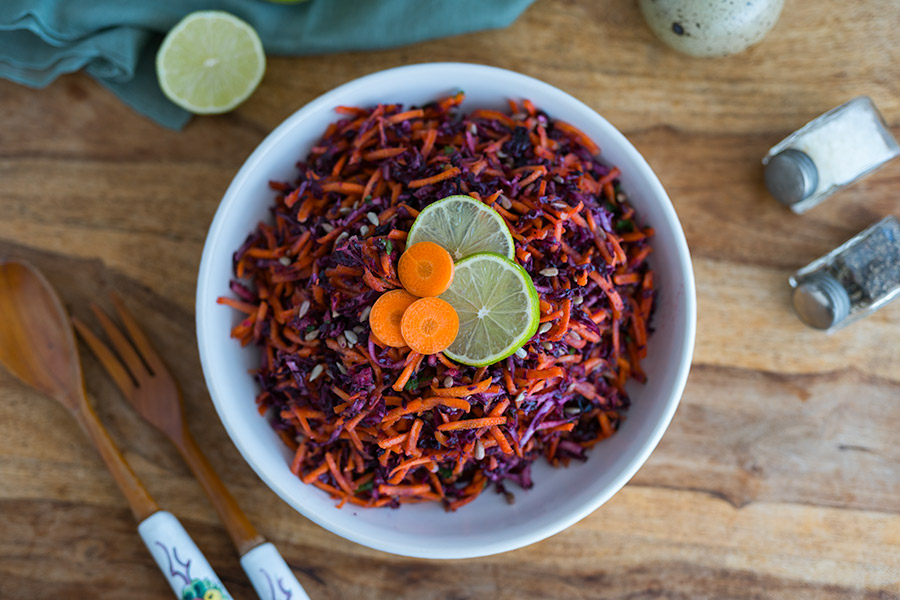 Rotkohl Möhren Salat in asiatisch angehaucht